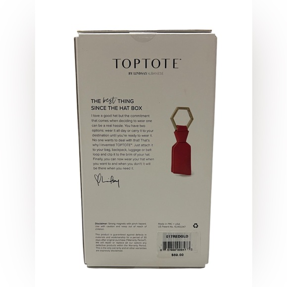 Toptote By Lindsay Albanese Premium Hat Holder Red Gold NIB - Picture 2 of 4